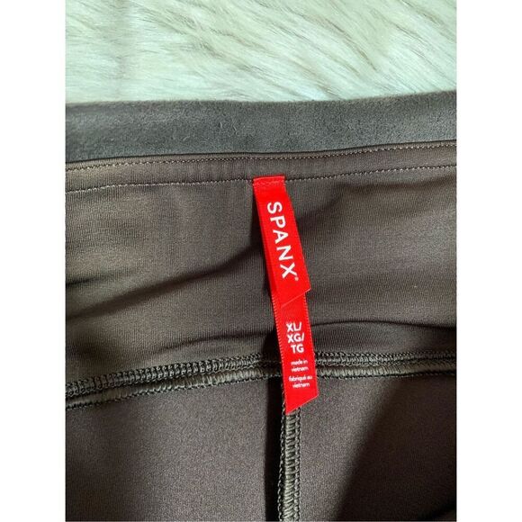 Spanx Brown Faux Suede Pull On High Waisted Leggings Skinny Pants XL - Picture 3 of 7